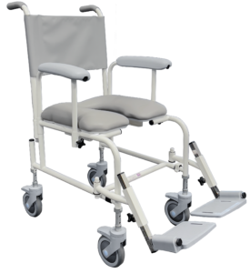 Freeway T40 height-adjustable shower chair with anti-tangle castors
