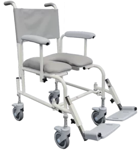 Freeway T40 height-adjustable shower chair with anti-tangle castors