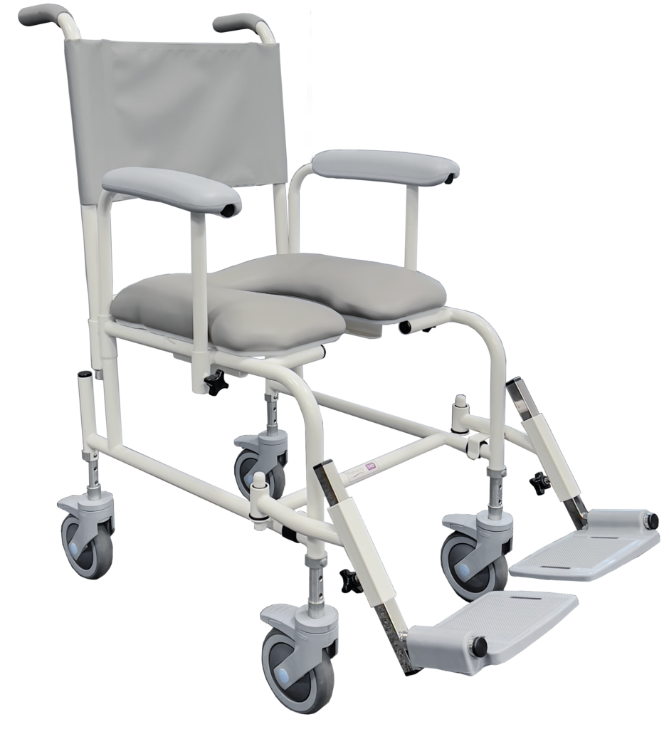 Freeway height-adjustable shower chair with anti-tangle castors